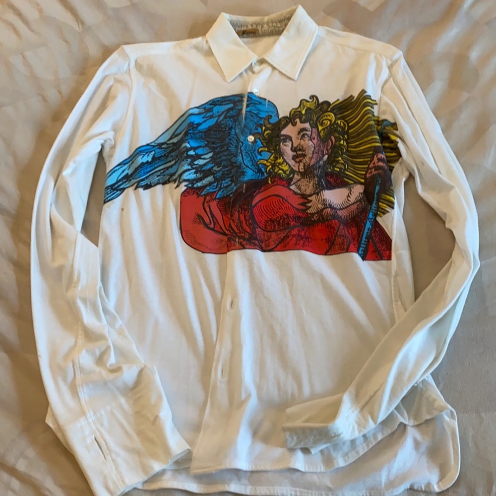 John Galliano white collared shirts in 38/R